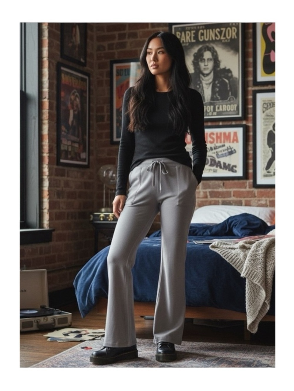 new Honeydew ★ Starlight Super Soft Slouchy Lounge Pants Sweatpants ★ Gunmetal - Picture 2 of 16